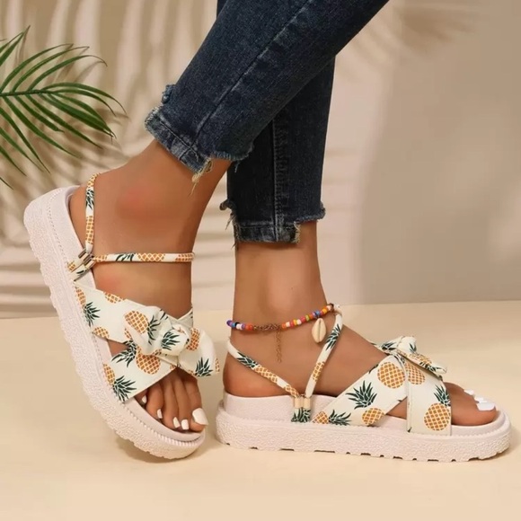 None Shoes - Pineapple Print Women's Sandals